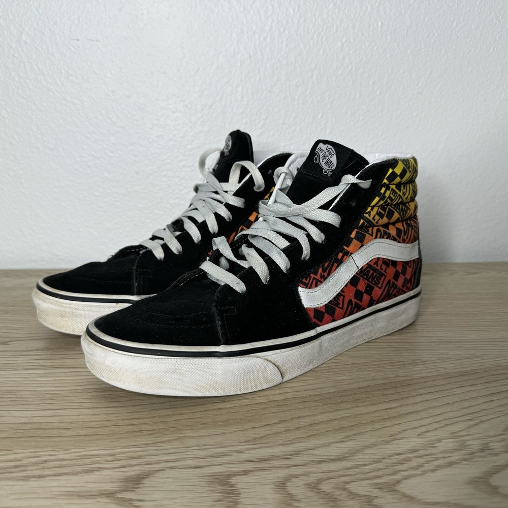 Vans Sk8-Hi High Top Sneakers Logo Flame Suede Size 8.5 Men's and 10 Women's